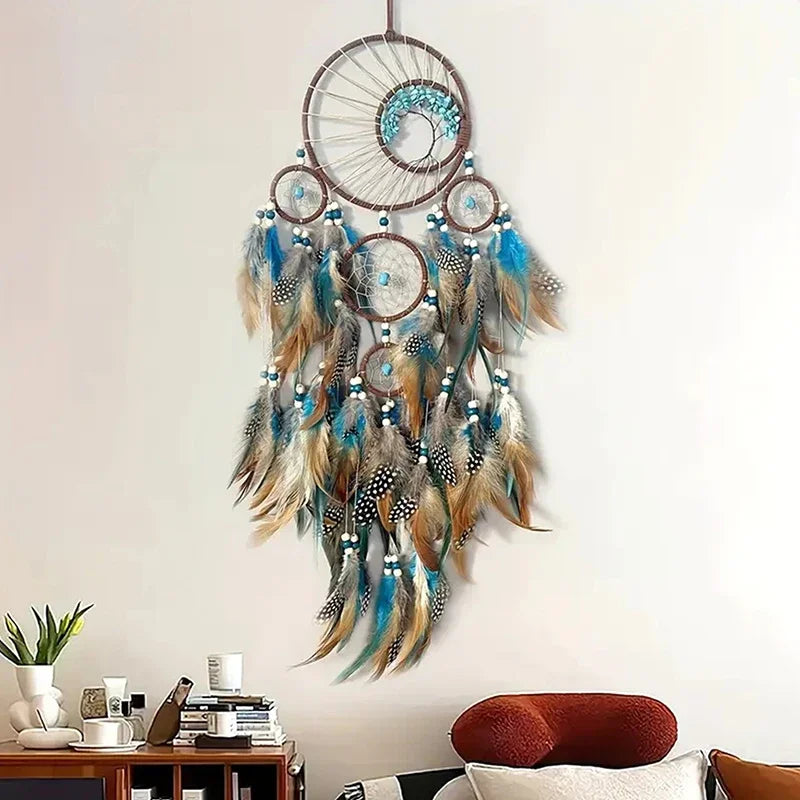 Dream Catcher Vintage Wind Chime Hanging Ornament Home Decor Indian Natural Stone Tree Of Life Dream Catcher Wall Decor