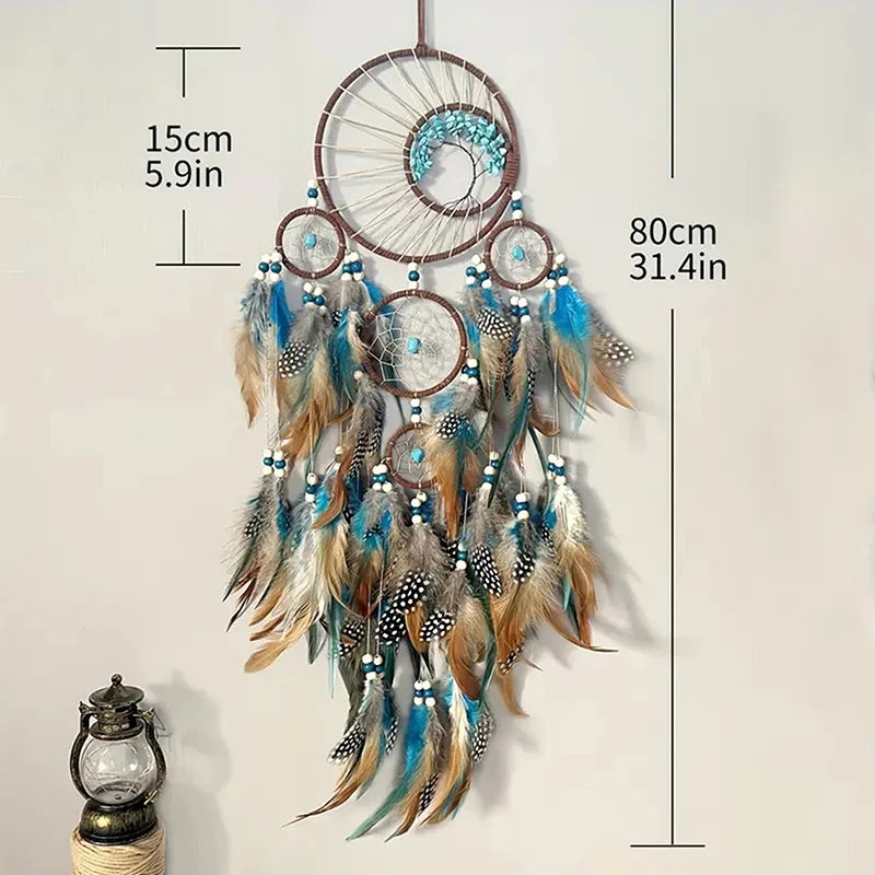 Dream Catcher Vintage Wind Chime Hanging Ornament Home Decor Indian Natural Stone Tree Of Life Dream Catcher Wall Decor